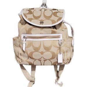 Authentic Coach Kyra Daisy Signature Backpack - Beige & White